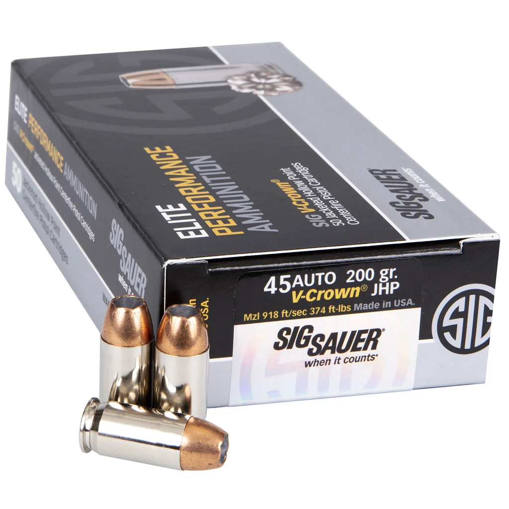 Sig-Sauer .45 ACP 200gr V-CROWN Brass – 50rd