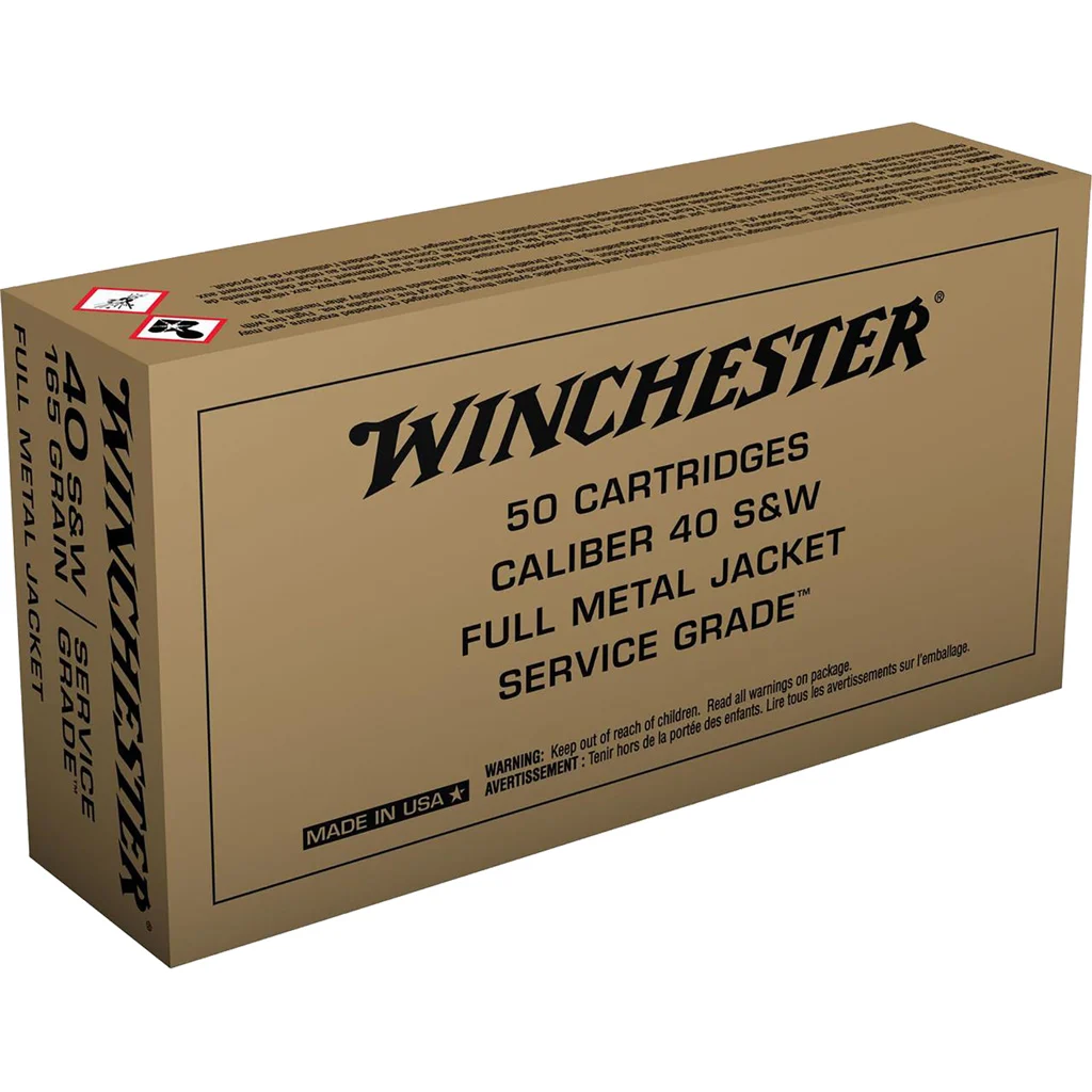 Winchester .40 S&W 165gr FMJ Brass – 50rd