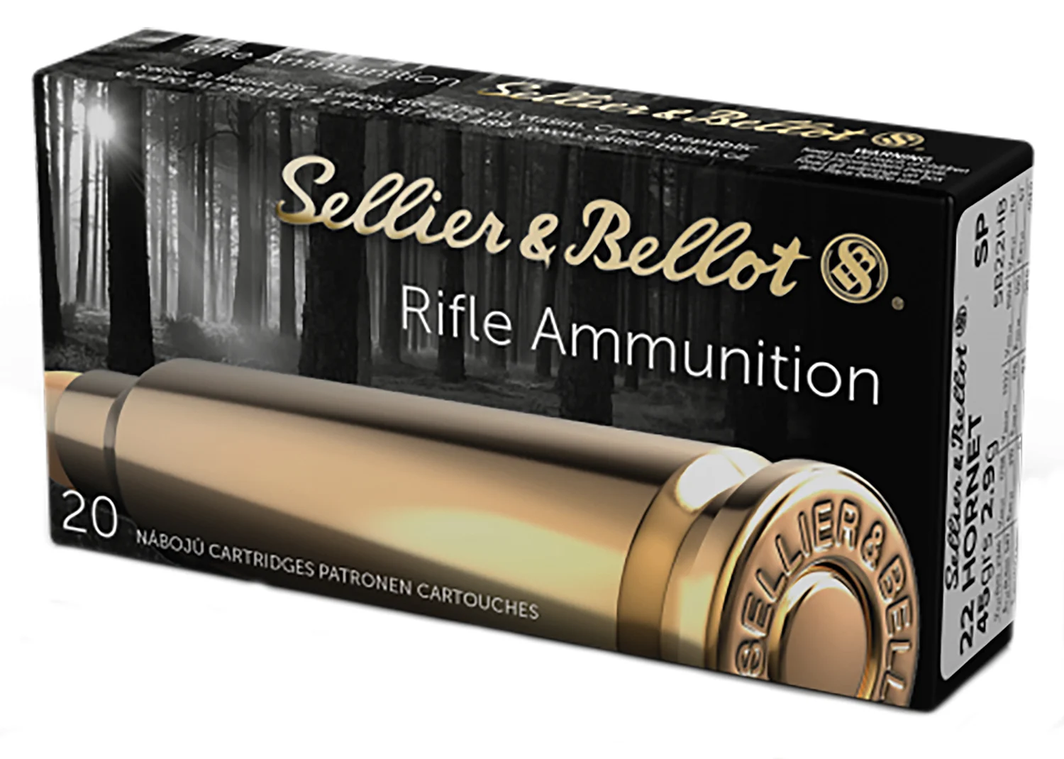 Sellier-Bellot .22 Hornet 45gr Brass – 20rd